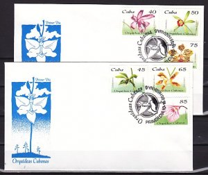 Cuba, Scott cat. 3682-3687. Orchids issue on 2 First day covers.