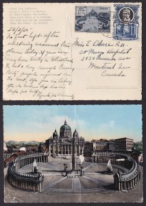 Vatican City - 1949-1953 - Scott #E11,166 - used on picture postcard to Canada