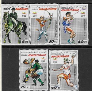 Mauritania #663-667 92 Olympics  (MNH) CV $10.40