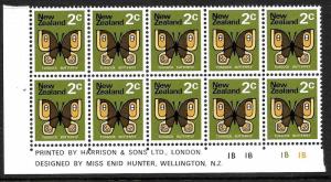 NEW ZEALAND  1970   2c   PICTORIAL   MNH   PLATE  BLK 10 #1B1B1B1B