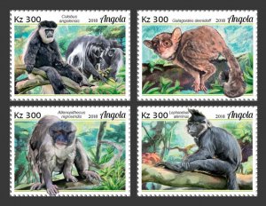 ANGOLA - 2018 - Fauna of Angola, Primates - Perf 4v Set - Mint Never Hinged