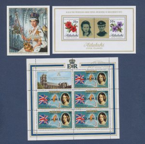 AITUTAKI - Scott 78a, 393 & O1 - MNH S/S - QEII, Flowers, Flag, Map -