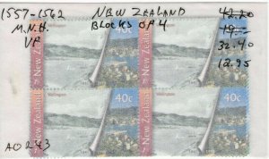 #1557-1562 MNH VF New Zealand Block of 4 CV. $32.40 (JH 8/27) 