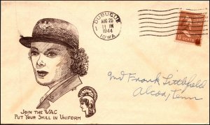 25 Aug 1944 WWII Patriotic Cover Join The WAC Put Your Skill.... Sherman 4115