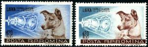 HERRICKSTAMP ROMANIA Sc.# 1200-01 Sputnik & Laika, Dog