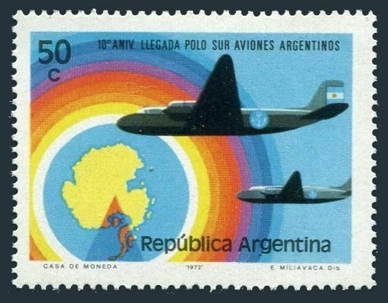 Argentina 999,MNH.Mi 1141. Argentina's 1st flight to South Pole,10th Ann.1973.