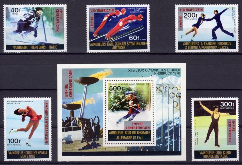 Central African Empire 1977 Sc#288/291C164/178 OLYMPIC WINNERS Set (5) +1 SS MNH