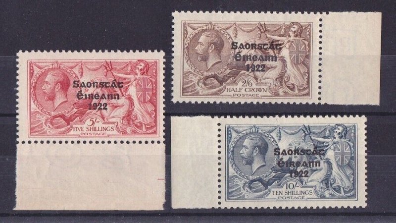 IRELAND 1925 KGV Seahorses Free State set 2/6 to 10/- MNH ** Narrow Date