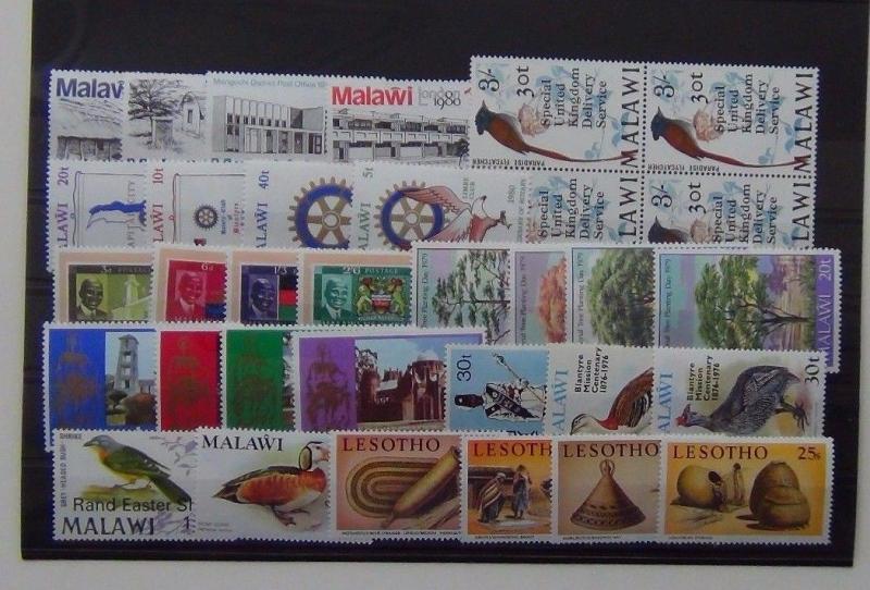 Malawi 1970 1980 Mission Trees  Birds Overprints Trees Lesotho Grasswork MNH