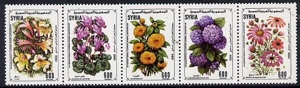 Syria 1990 Int Flower Show strip of 5, SG 1757a