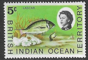 BRITISH INDIAN OCEAN TERR SG52 1973 5c WHITE PAPER WMK UPRIGHT   MNH