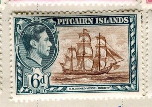 PITCAIRN ISL; 1938 early GVI Pictorial fine Mint hinged 6d. value