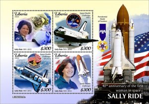LIBERIA- 2023 - Sally Ride in Space - Perf 4v Sheet  - Mint Never Hinged