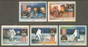 PENRHYN ISLANDS Sc# 374 - 378 MNH FVF Set5 Space Astronauts Moon Landing Anniv.