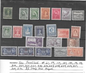 22 NEW FONDLAND MINT HINGED STAMPS