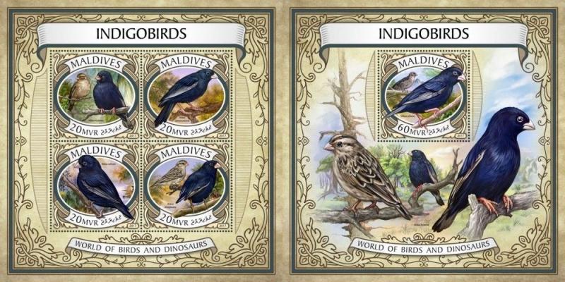 Z08 IMPERF MLD17602ab MALDIVES 2017 Indigo birds MNH ** Postfrisch Set