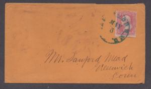 **US 19th Century Cover, SC# 64b Rose Pink, Blue 5/5 CDS To Norwich, CT