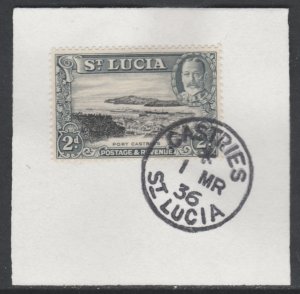 St LUCIA 1936 KG5 2d PICTORIAL  on piece with MADAME JOSEPH  POSTMARK