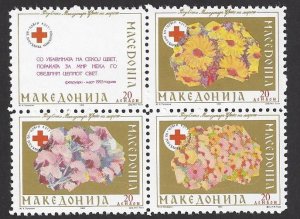 Macedonia #RA27a MNH  block of 4, Red cross fund, issued1993