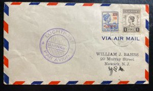 1930s Paramaibo Suriname Airmail Cover to Newark NJ USA
