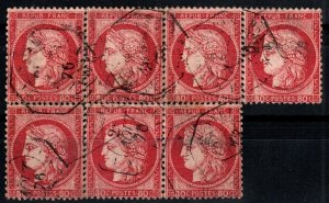 France #63 Block Of 7 Pacquebot Cancel  (X9347)