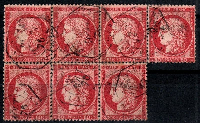 France #63 Block Of 7 Pacquebot Cancel  (X9347)