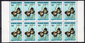 Gabon 1971 Sc#273 BUTTERFLIES Block of 10 perforated MNH