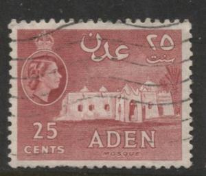 ADEN - Scott 51 - QEII Definitive- 1953- Used - Single 25c Stamp