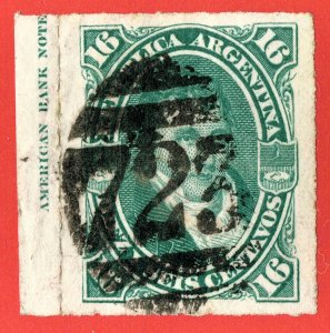 [mag668] ARGENTINA 1878 Scott#35 with Southampton 723 cancel