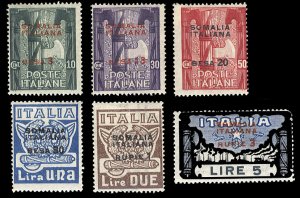 Italian Colonies, Somalia #55-60 (Sass.49-54) Cat€80, 1923 Fascisti Issue, ...