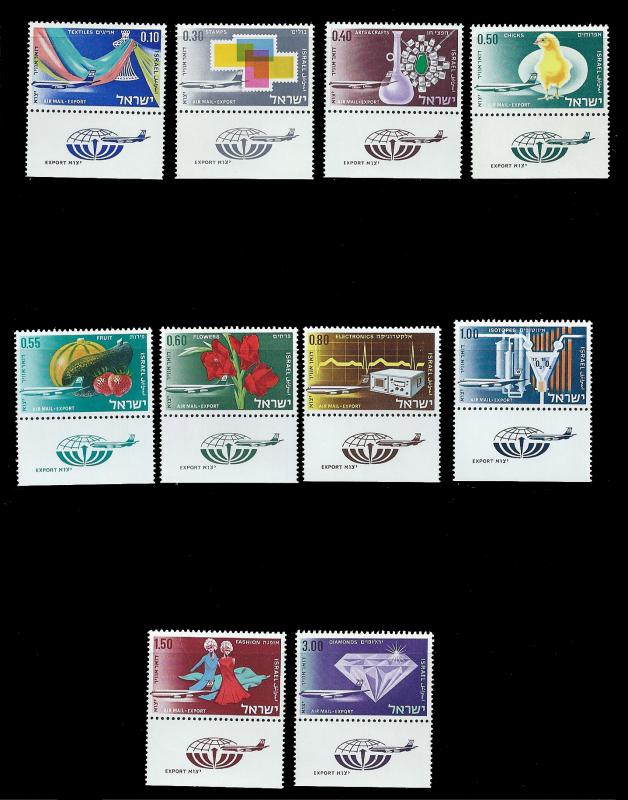 ISRAEL C38-C47 W/ TABS, MNH