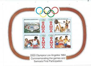 Samoa #632a  1984 Olympics  S/Sheet of 4 (MNH) CV $2.25