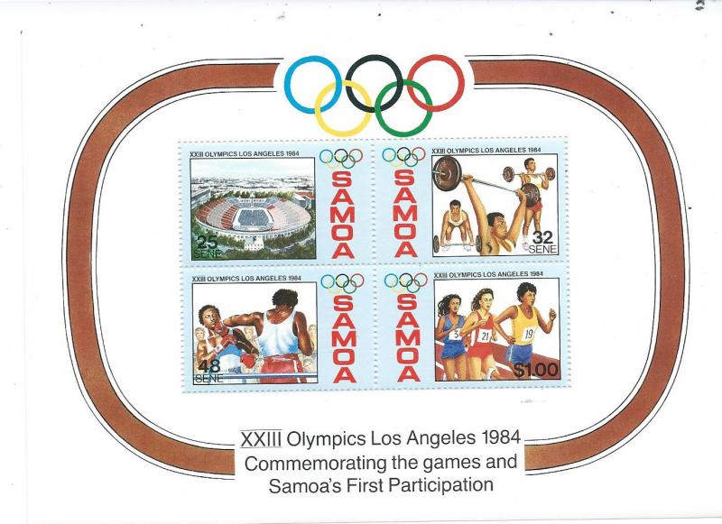 Samoa #632a  1984 Olympics  S/Sheet of 4 (MNH) CV $2.25