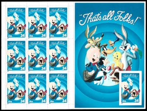 PCBstamps   US #3535 Sheet $3.40(10x34c)Porky Pig at Mailbox, MNH, (1)