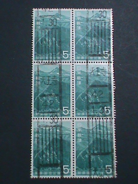 ​JAPAN STAMP-1955 BEAUTIFUL VIEWS OF JAPAN-CTO BLOCK OF 6-EST.-$4  VF