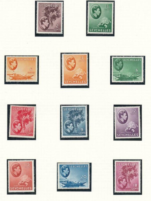 SEYCHELLES # 125-135 VF-MLH KGV1 ISSUES TO 20cts CAT VALUE $88++