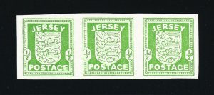 [JERSEY] 1942 German Occupation ½d SG 1c Imperf Strip-of-3 (NH)