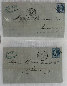 France 1863 /70 bundle of 20c blue perforate Napoleon covers  entires FU Covers