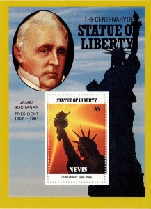Nevis 1986 Sc 520 Souvenir Sheet Statue of Liberty James Buchanan M/S MNH Perf