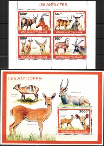 Togo 2010 Antelopes Sheet + S/S MNH