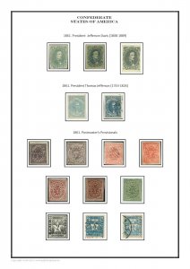 Confederate States of America 1861 - 1863 PDF (DIGITAL) STAMP ALBUM PAGES