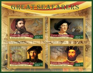 Stamps. Ships, great Seafarers 2019 year 1+1 sheets perforated