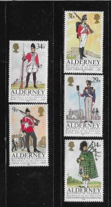 Alderney 1985 Regimental Uniforms Military Sc 23-27 MH/MNH A2329