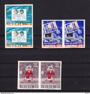 Liberia 1969 Space 1st man landing on the moon Imperf Pair MNH 15501