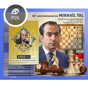 C A R - 2021 - Mikhail Tal - Perf Gold Souv Sheet - Mint Never Hinged