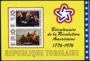 Togo C273a perf.imperf.MNH.Michel Bl.101A-101B. USA-200,1976.Paintings:Trumbull,