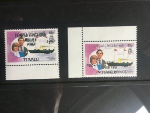 Tuvalu 1982 Tonga Relief double and inverted overprints