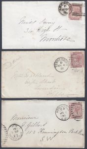 UK GB SCOTLAND 1880's THREE TOWN COVERS FRANKED SG 166 TEWKESBURY ABERDEEN STOCK