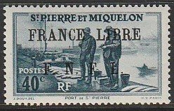 1942 St. Pierre and Miquelon - Sc 231 - MH VF - 1 single - FNFL overprint