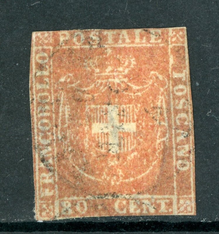 Italy 1860 Tuscany 80¢ Scott #22 VFU O981 ⭐⭐⭐⭐⭐
